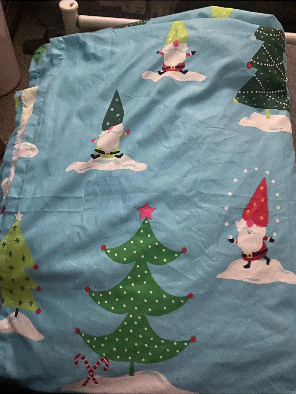 festive Christmas gnome flannel flat bed sheet f
